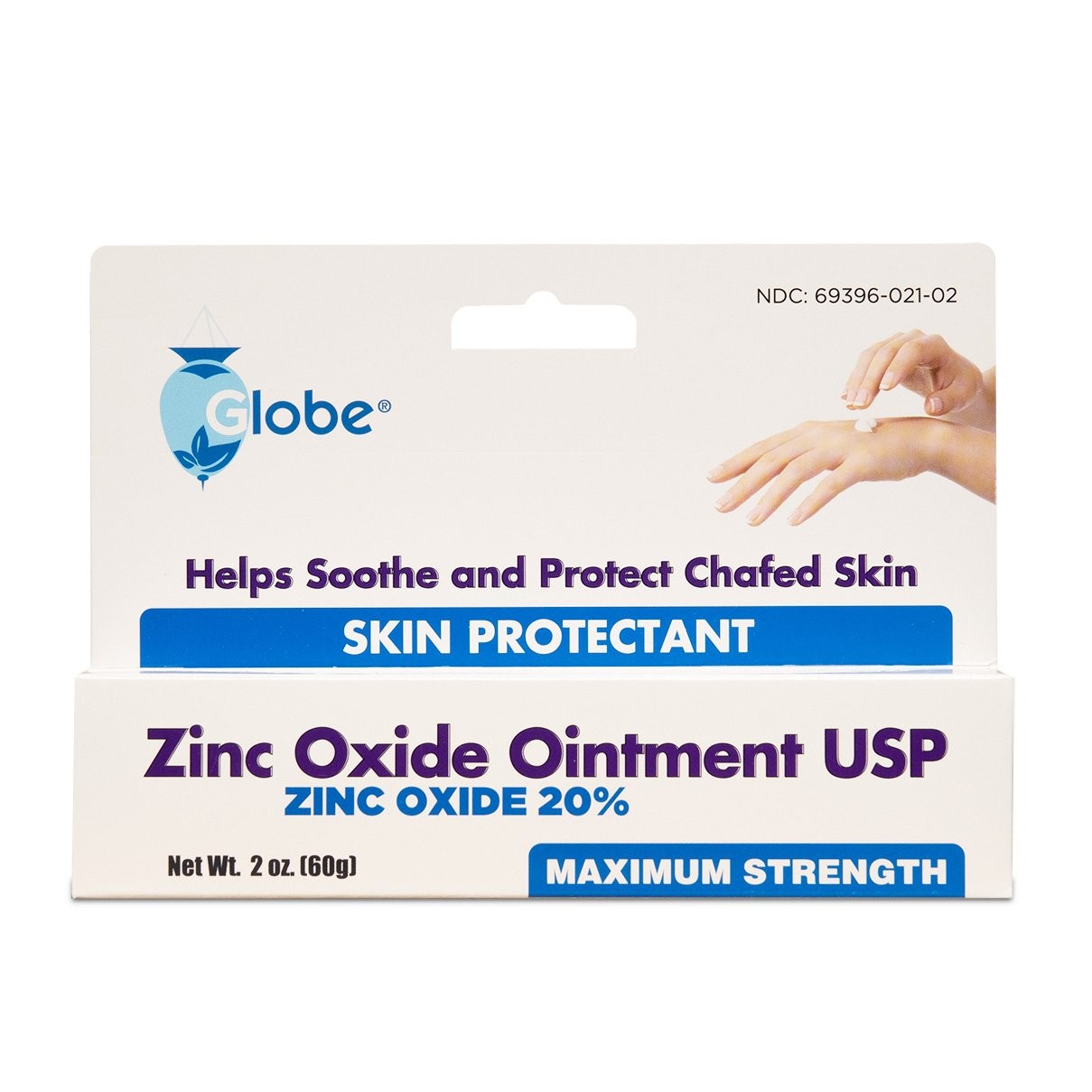 GLOBE Zinc Oxide Ointment 20%, 2 Ounce Tube, Advanced Skin Protection, for Diape