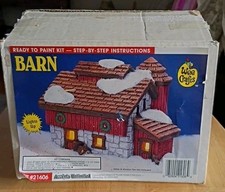 Accents Unlimited Wee Crafts Christmas Village Country BARN w/ Box -Light works