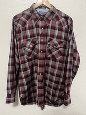 Pendleton 100 Virgin Wool Pearl Snap Button up Western Wear Mens Large Vintage