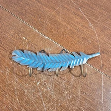 Vintage Key Rack Hooks Feather Shape Metal