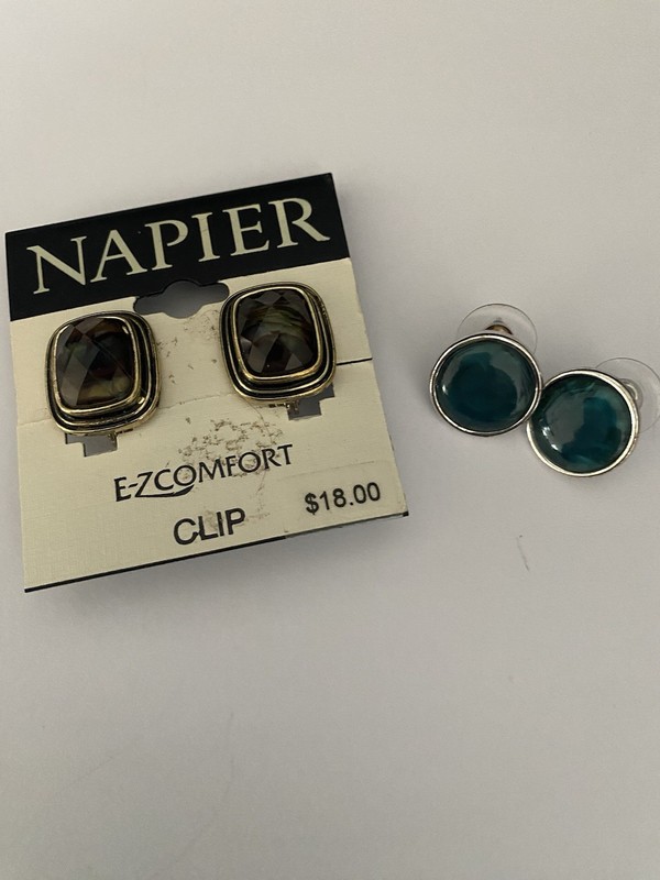 Napier 2 Pair Earrings 1 e-z Comfort Clip & 1 Post Pierced