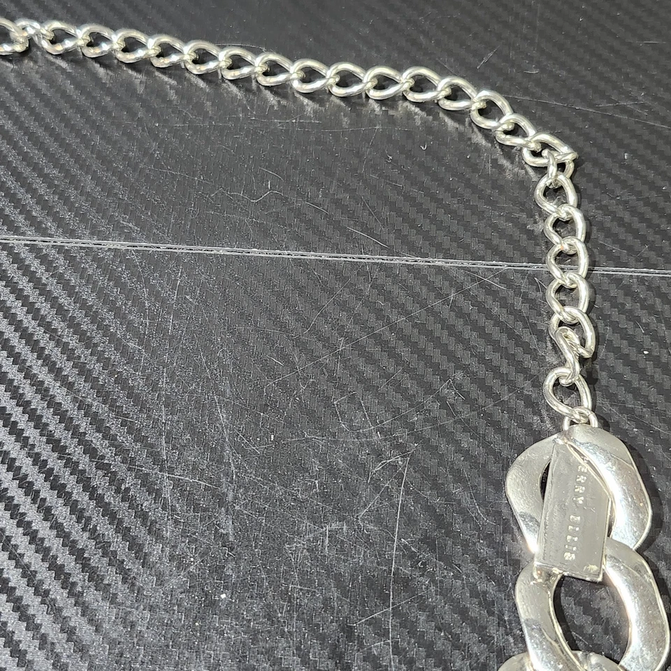 Cinturón o collar de eslabones de cadena tono plata Perry Ellis Foto 4 de 4