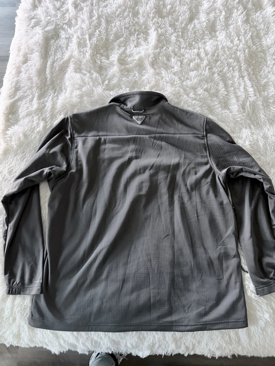 Polo Columbia PFG Omni-Shade para hombre XL gris 1/4 cremallera protección UV manga larga