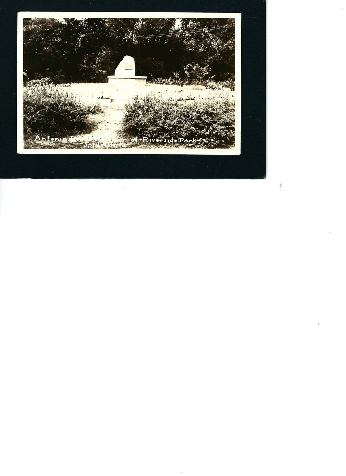 Spillville Iowa IA 1929 RPPC Antonin Dvorak Memorial at Riverside Park