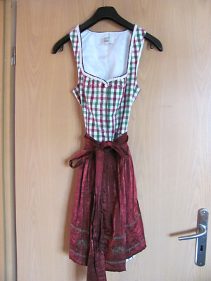 Spieth + Wensky Dirndl Tracht Oktoberfest Gr 38 rot grün Kleid Landhaus