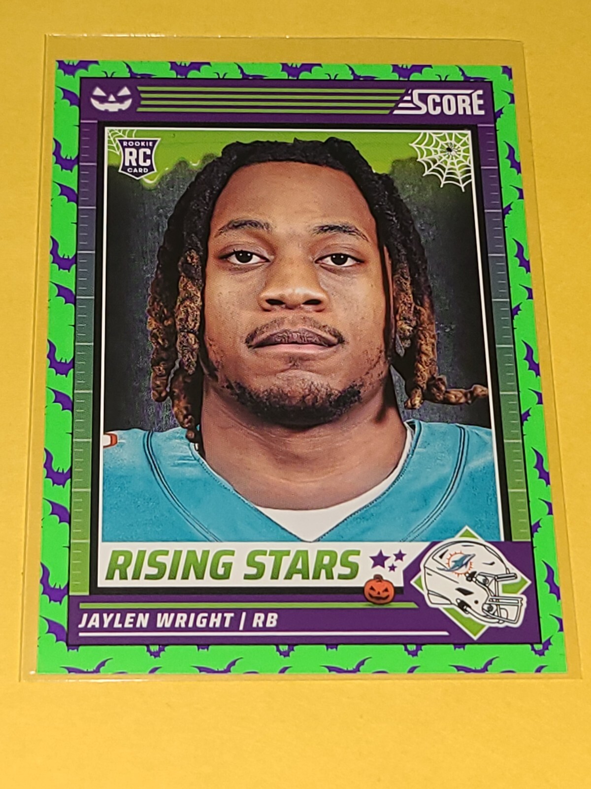 DOLPHINS JAYLEN WRIGHT 2024 SCORE SCORE-A-TREAT RISING STARS GREEN BATS #27 RC