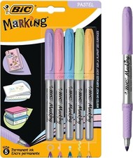 BIC Intensity Permanent Markers Pastel Colours 5 Pack Fine Point Soft & Stylish