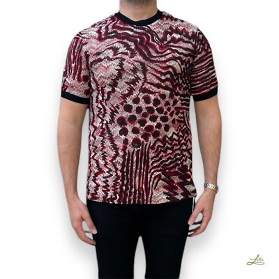 Missoni T-Shirt Zickzack Print Mehrfarbig Größe XL Herren Made in Italy