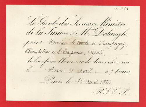 AI25-C.A.S-CLAUDE ALPHONSE DELANGLE-[COMTE J.PAUL DE NOMPERE DE CHAMPAGNY]-1863 - Afbeelding 1 van 3