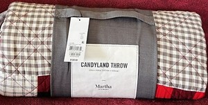 Couette Queen Martha Stewart Noël - Motif Floral Rouge Vert Blanc, 100% Coton, Neuve