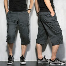 Pantaloni Cargo Uomini 3/4 In Cotone Sportivi Morbidi Taglia Plus