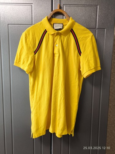 Men's VTG GUCCI Polo Shirt Yellow Short Sleeve Shirt Size M/L - Picture 4 of 22