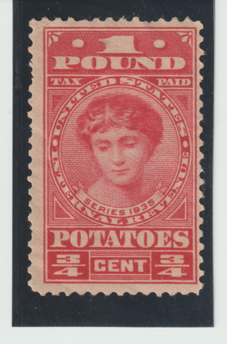U.S. Revenue Scott # RI-1 Potato Tax Stamp 2ct 1 Lb.1935 issue MLH