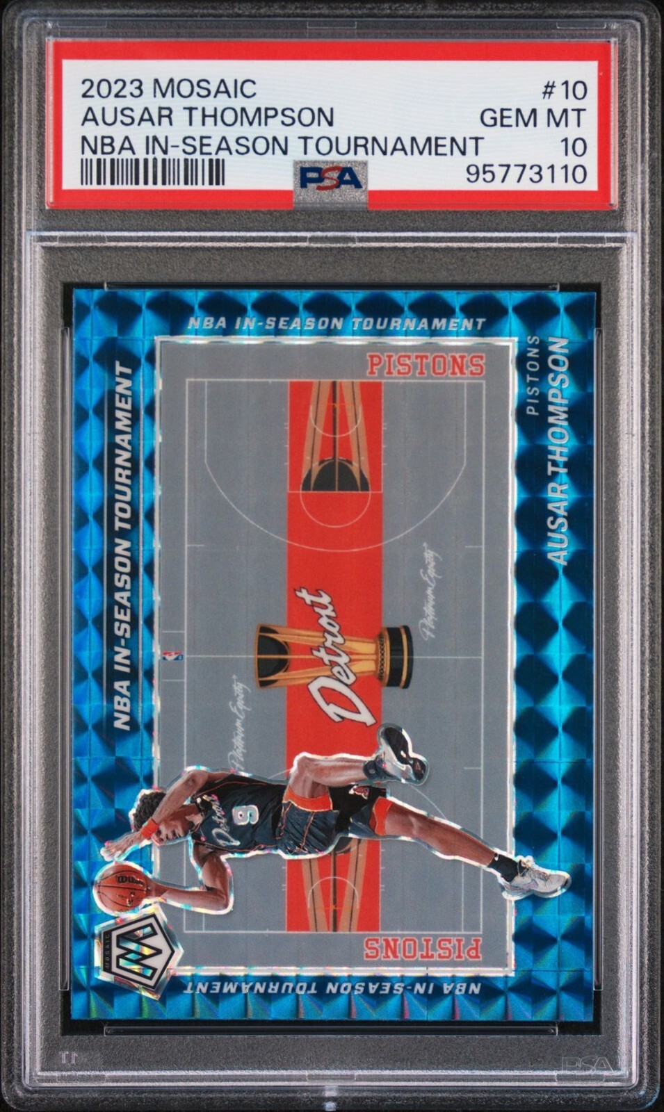 2023-24 Mosaic #10 Ausar Thompson NBA In-Season Tournament Blue Rookie RC PSA 10