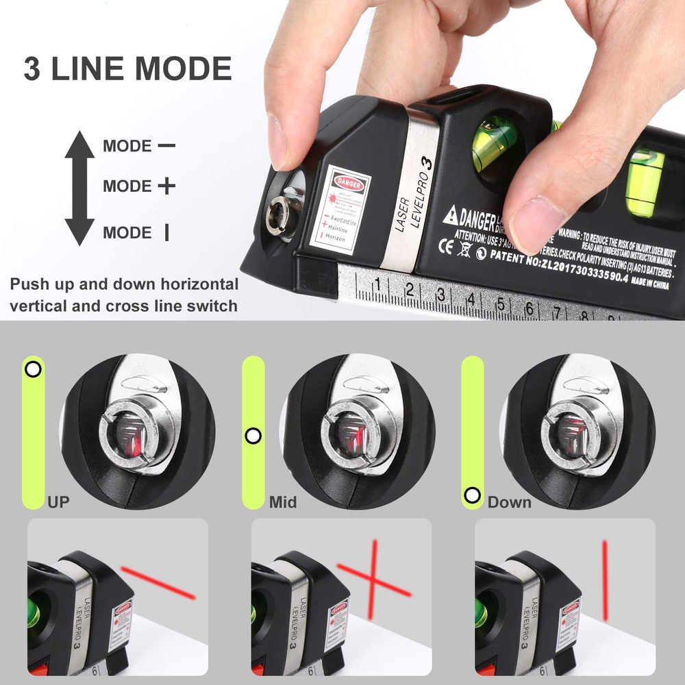 Laser Level Line Tool, Multipurpose Laser Level Kit Standard Cross Line Laser Le