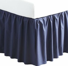 NAVY BLUE SOLID SPLIT CORNER RUFFLE BED SKIRT 650 TC COTTON SELECT SIZE DROP NEW