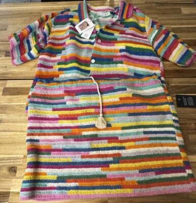 Bohemian Traders 3X Crochet Striped Jacket Mini Skirt New With Tags 100% Cotton