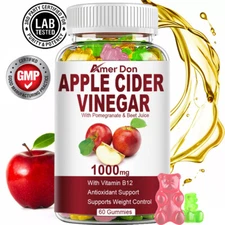 Apple Cider Vinegar Gummies 1000 MG with Mother 100% Vegan ACV Gummy - NON GMO