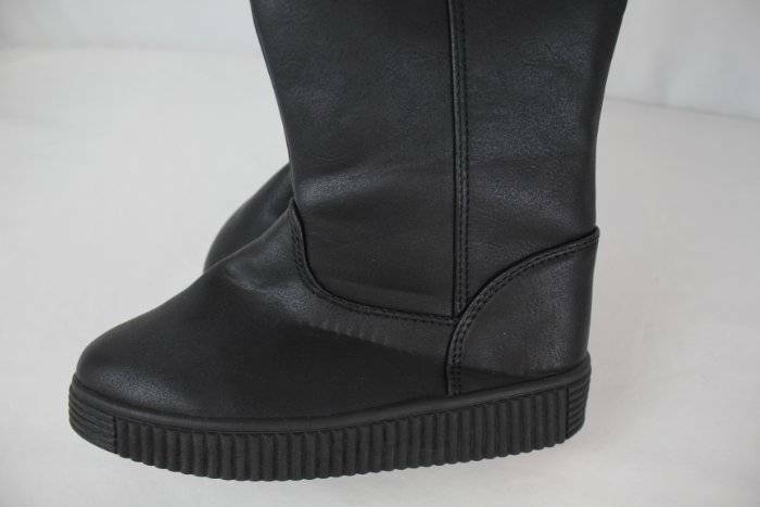 NEW Girls Black Winter Boots Size 11 Zip Up Faux Leather Shoes Faux Fur Lining image 7
