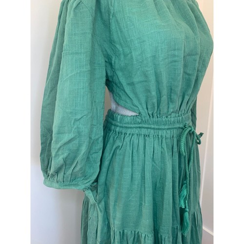 Free People Ibiza Sun Dress Midi in Mermaid Green Medium Long Sleeve Backless - Picture 4 of 9
