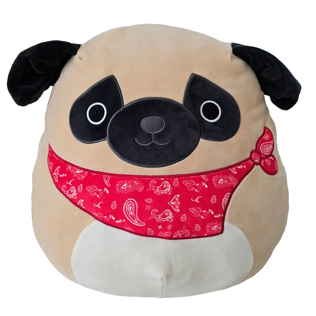 Squishmallows Prince The Pug Red Bandana 16 inch Plush Toy eBay