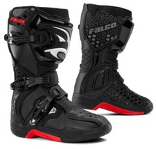 STIVALI BAMBINO MOTO CROSS ENDURO FALCO LEVEL KID BLACK RED NERO ROSSO TG 34