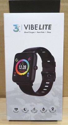 3+ Vibe Lite Smartwatch (Blood Oxygen, Heart Rate, Sleep) - Black