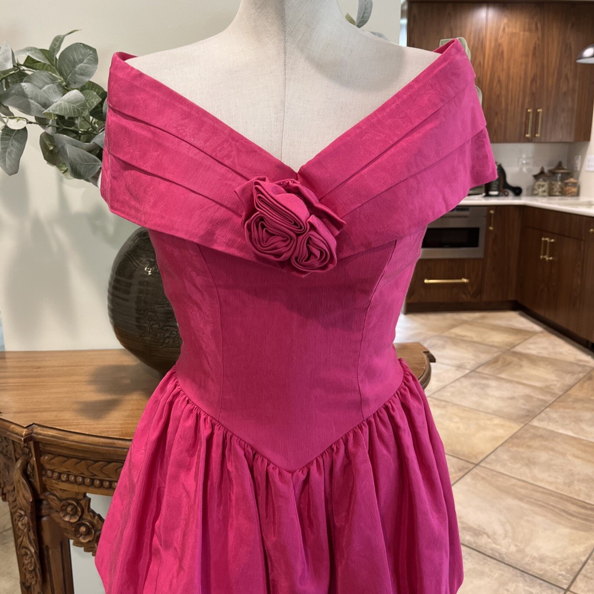 flirtations alfred angelo Women XS Pink Vintage 80s Off Shoulder Party Dress  VV | eBay