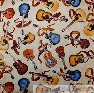 Boneful Fabric Fq Cotton Quilt Brown Country Western Music Guitar Strap Cowboy S Ebay