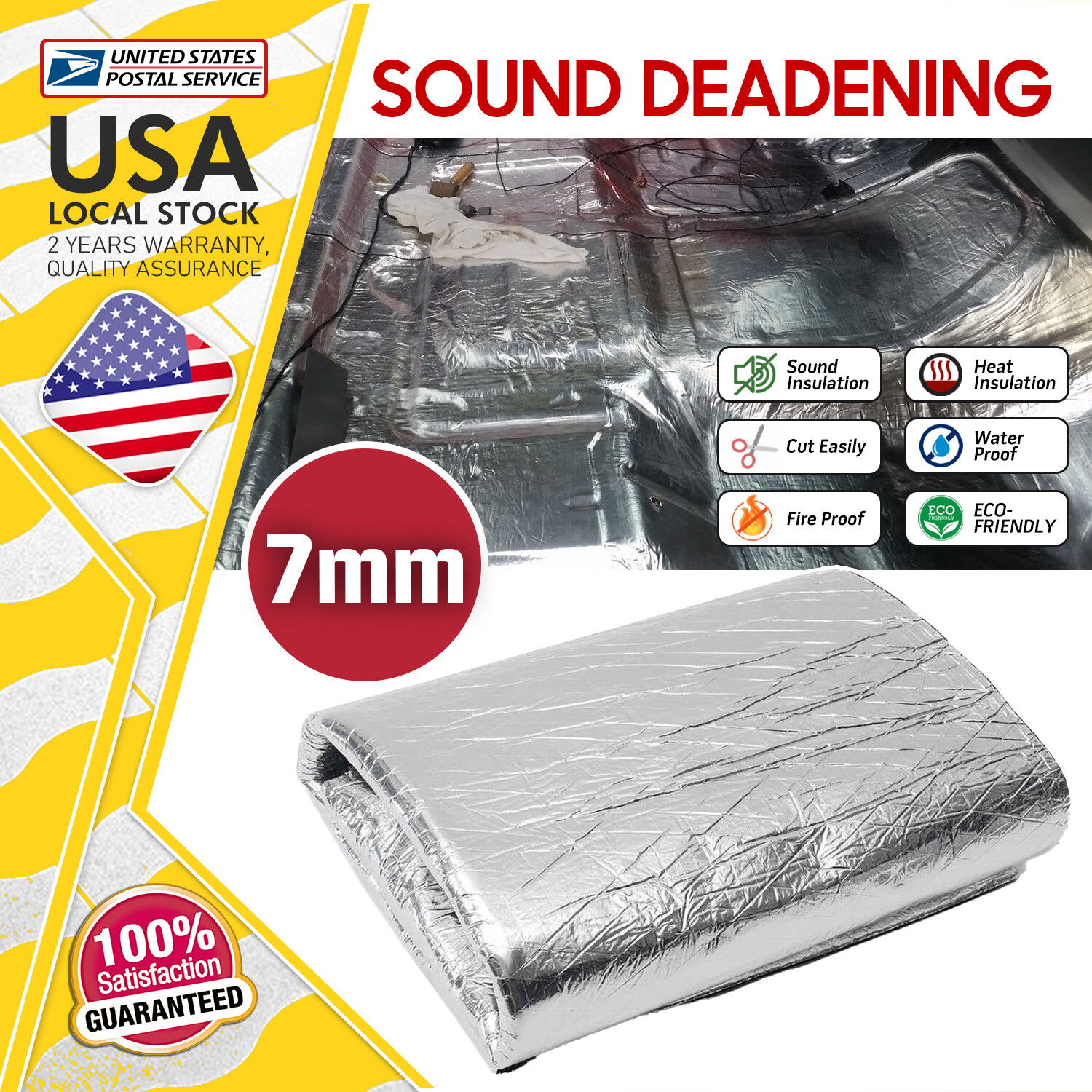 7mm Sound Deadener Heat Shield Car Insulation Thermal Reduce Noise Proofing Mat