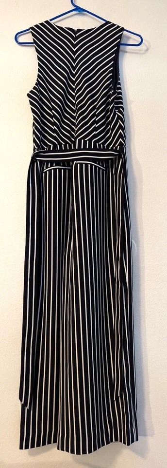 Macacão Banana Republic feminino tamanho 4 cropped perna larga listras azuis e brancas 0268 - Imagem 3 de 4