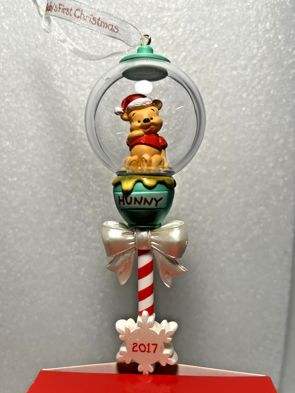 Disney Winnie the Pooh Baby's First Christmas Rattle Ornament New 2017