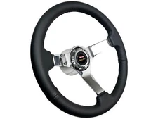 1953-57 Chevrolet 210 6-Bolt Black Leather Chrome Steering Wheel Kit, Two Ten