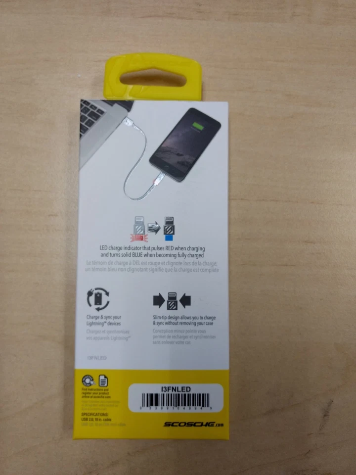 3 упаковки кабеля Scosche Apple Lightning для зарядки и синхронизации 10 дюймов со светодиодным индикатором - Изображение 4 из 4