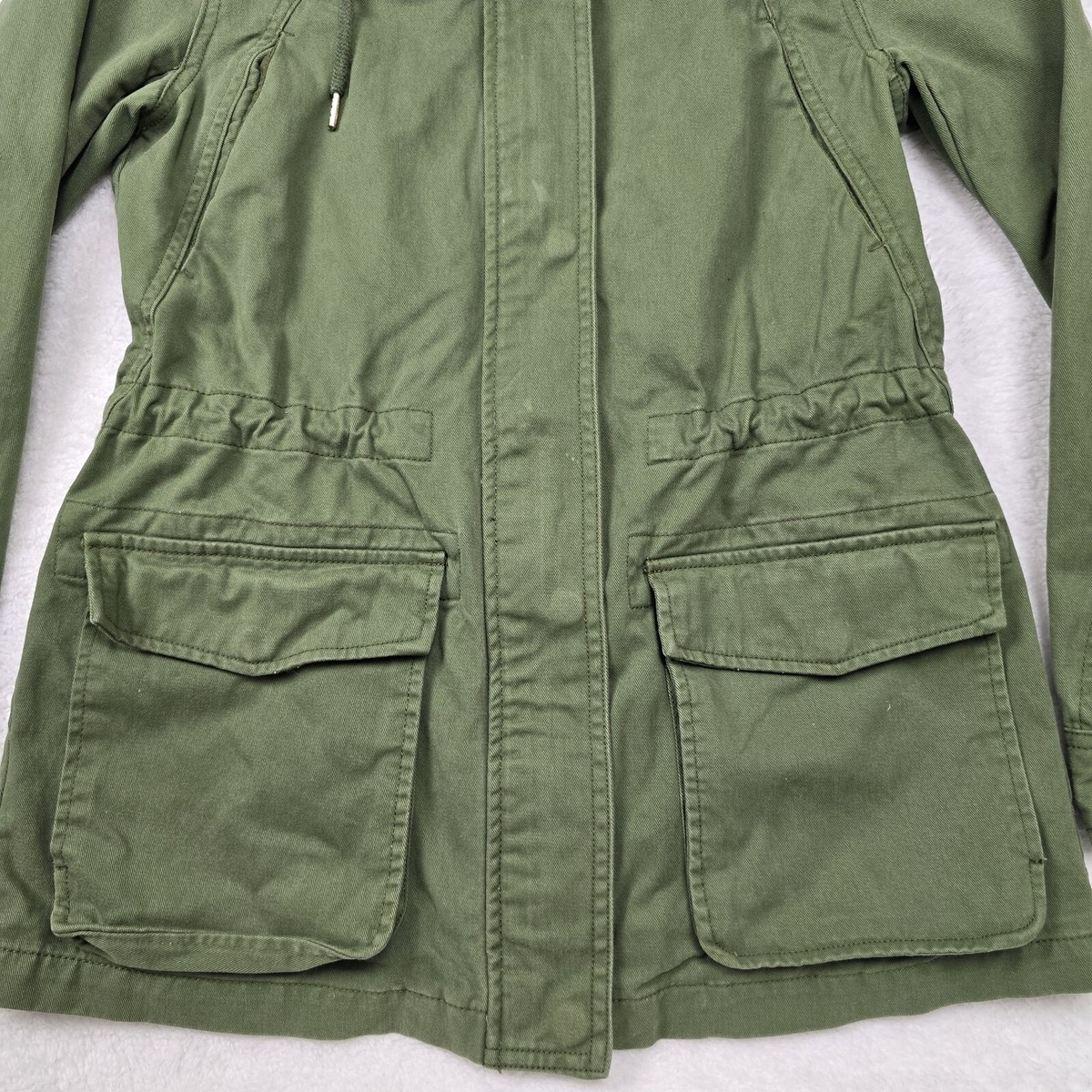 Forever 21 Mid Length Full Zip Jacket w/ Hood Olive Army