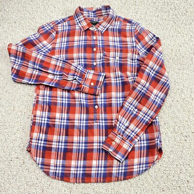 J Crew Top sz XS Red Blue Plaid Old Money Heritage Prep Ivy League Core FG17