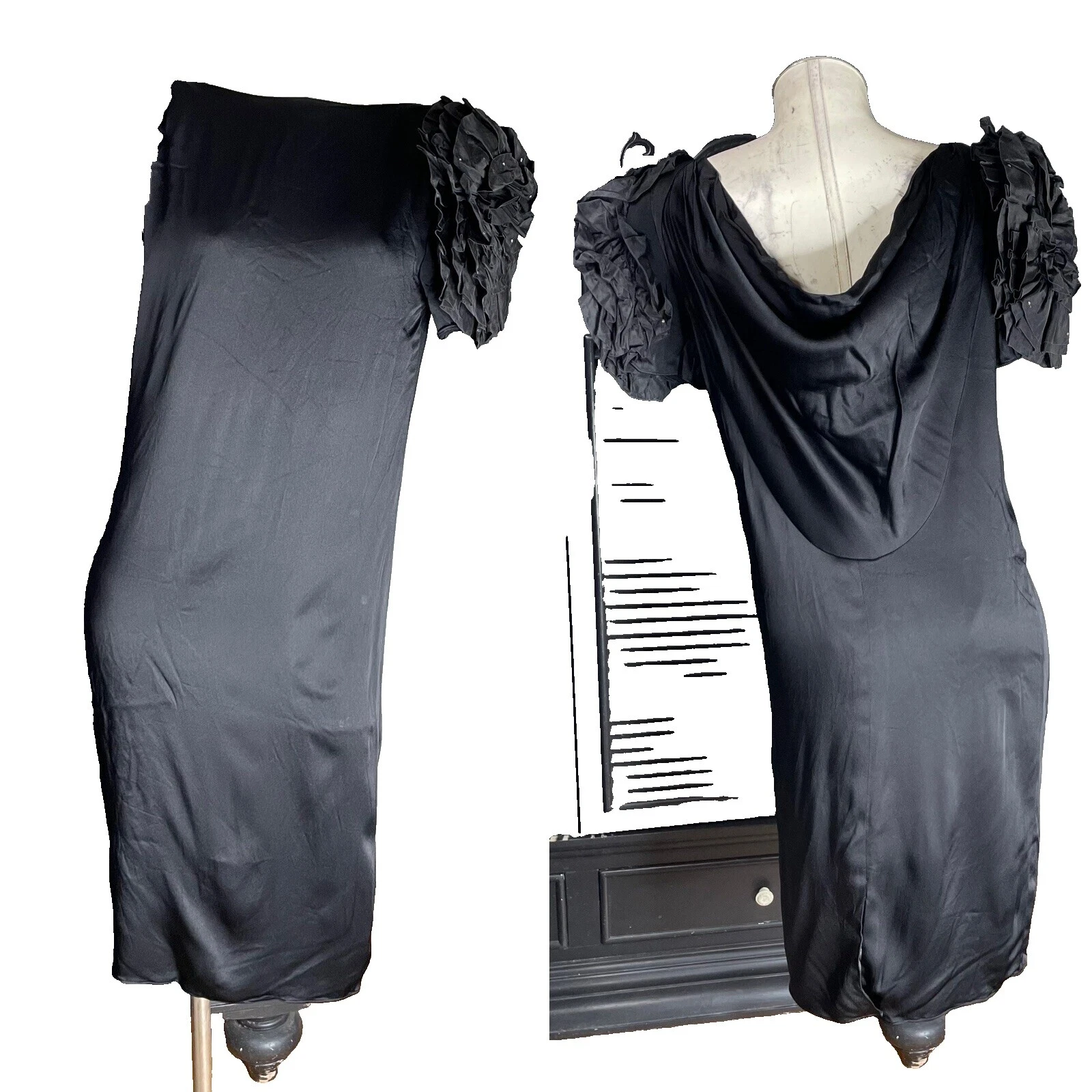 Cóctel de Satén 1980s Ropa, Calzado y Accesorios Vintage