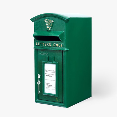 Irish Shamrock Green Post Box - Mailbox - Optional Pole/Wand Mount Letterbox