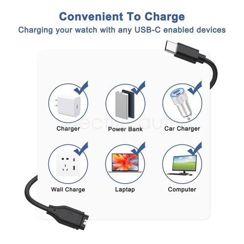 Watch Charging Cable for Garmin Forerunner Vivoactive Venu Fenix Charger Cord - Picture 7 of 25