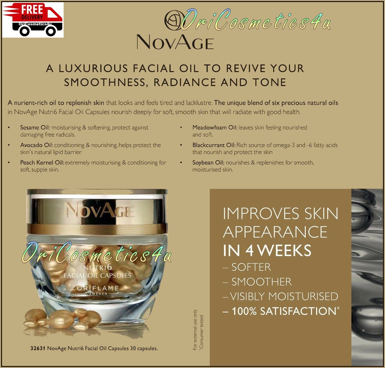 Oriflame NovAge Nutri6 Facial Oil 30 Capsules for sale online eBay