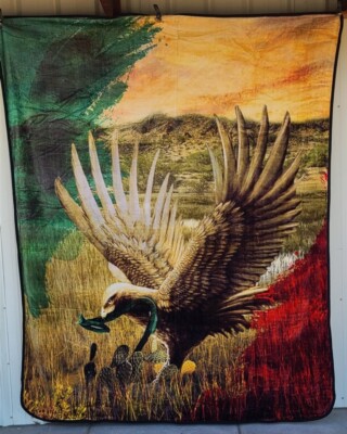 EAGLE SNAKE CACTUS LEGEND OF MEXICO FLAG SOUTHWEST QUEEN SIZE BLANKET