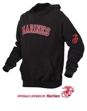 US Marine Corps Pullover " MARINES " Hoodie Pull Over Black USMC Sweatshirt