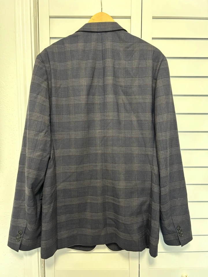 Bonobos Marzotto Azul Negro Cuadros Lana Elástico Blazer Abrigo Deportivo Chaqueta 42L Foto 3 de 4