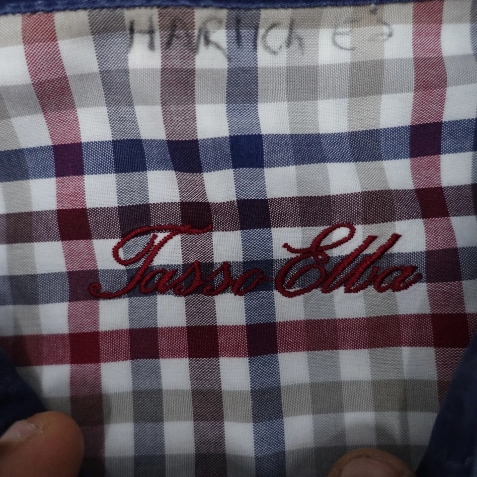 Tasso Elba Dress Shirt Men's XL (17-17.5) Plaid 100% Cotton Fit Formal Classic - Image 3 of 4