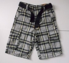 Route 66 Adjustable Waist Blue/Yellow Plaid Cargo Belted Shorts Boy's -Size 10