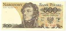 Polish communistic note 500 zloty UNC