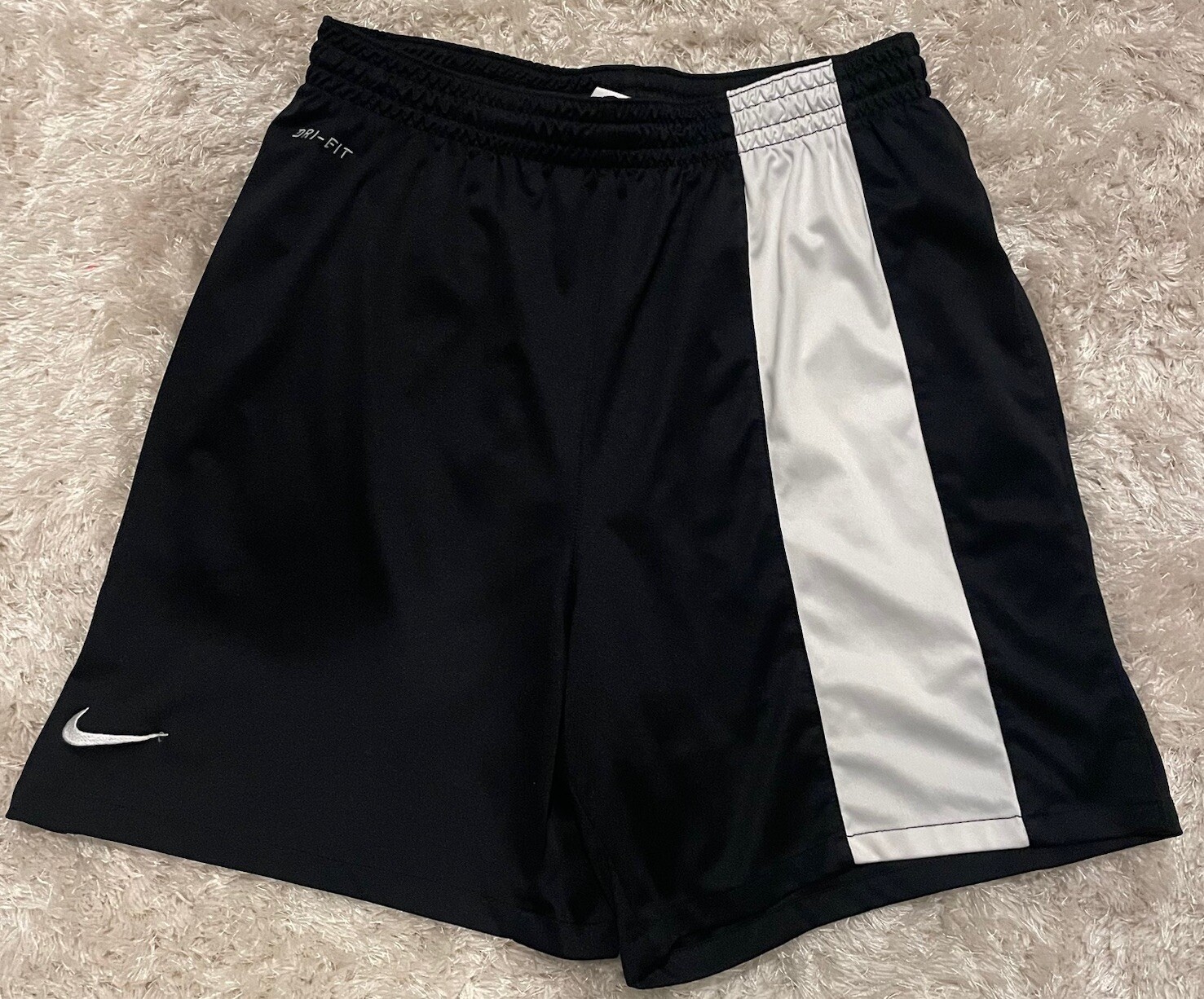 Nike Dri-Fit Soccer Training/Game Shorts Black With White Stripe Men’s Size S