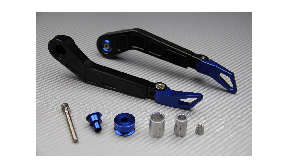 Protections pour manettes anti-chute en alu bleu CNC de 22mm pour motards