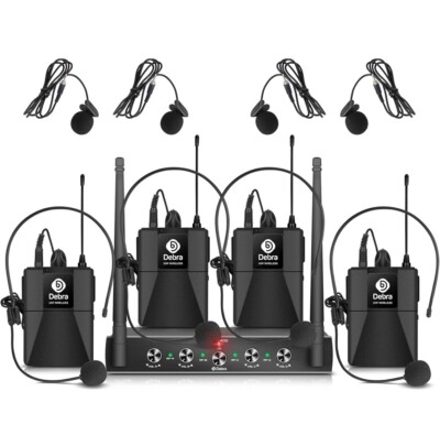 Audio AU400 Pro UHF 4 Channel Wireless Microphone System with Cordless Handheld 