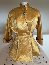 1940s Vintage Gold And Black Smoking Jacket Ladies